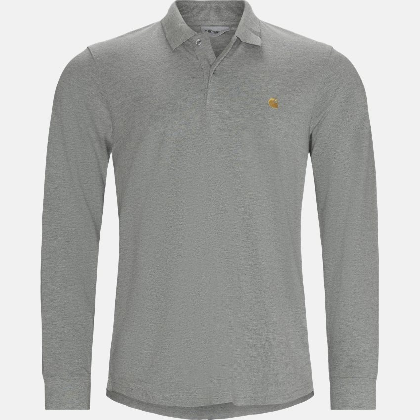 Carhartt WIP T-shirts L/S CHASE PIQUE POLO I027047  GREY HTR/GOLD